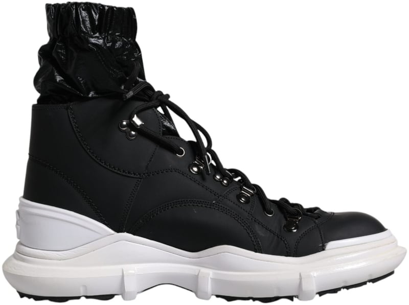 Dolce & Gabbana Black Nylon Galileo High Top Sneakers Shoes