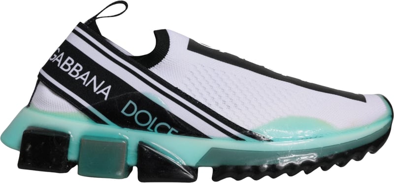Dolce & Gabbana White Blue Sorrento Slip On Sneakers Shoes