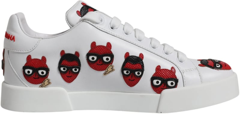 Dolce & Gabbana White Devil Face Portofino Sneakers Shoes