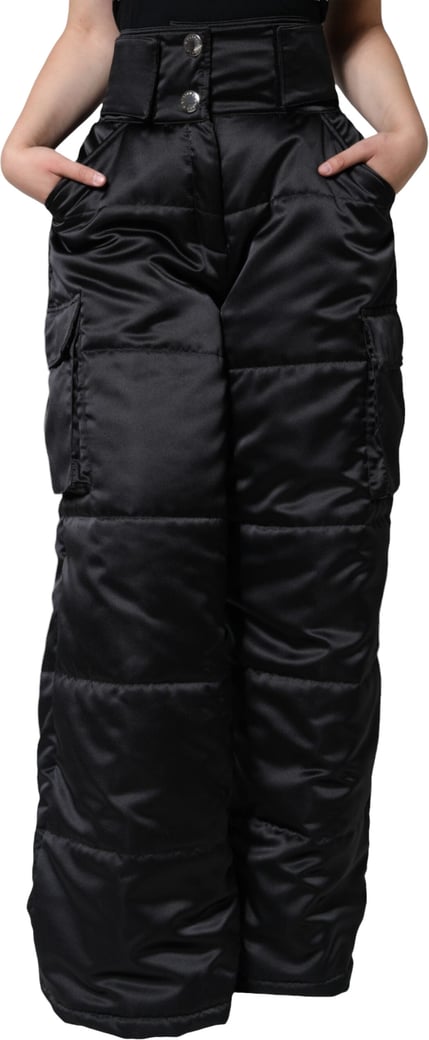 Dolce & Gabbana Black Quilted High Waist Women Boot Cut Pants