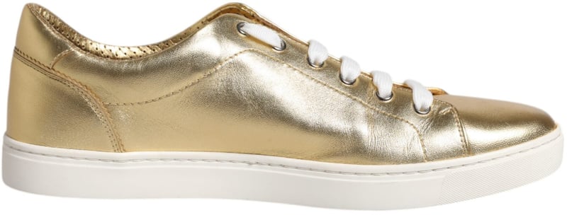 Dolce & Gabbana Gold Leather Logo London Men Sneakers Shoes