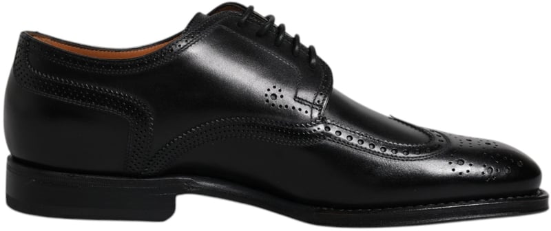 Dolce & Gabbana Black Leather Derby Wingtip Formal Shoes