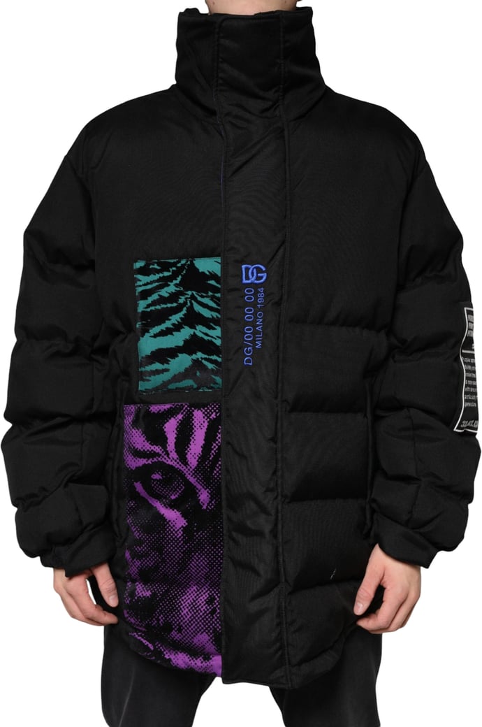 Dolce & Gabbana Black Nylon Puffer Men Full Zip Jacket