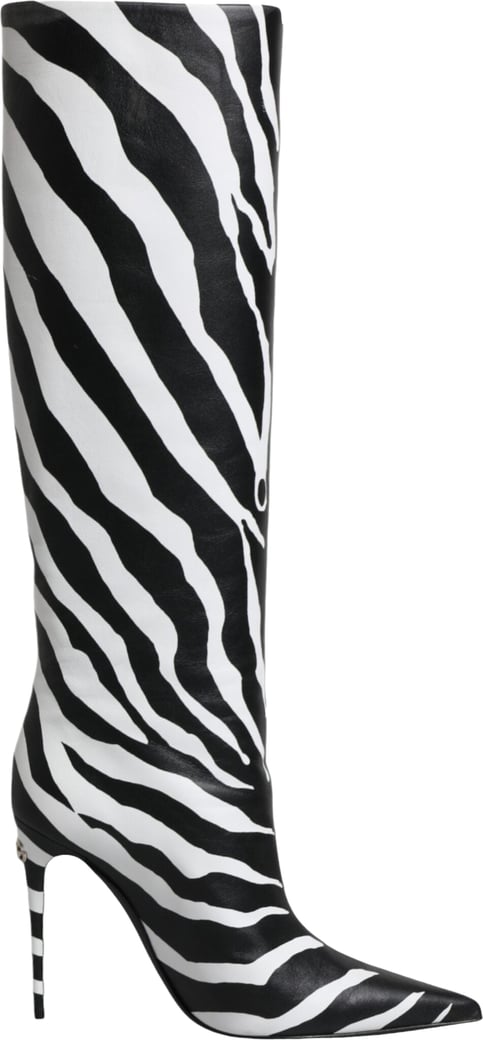 Dolce & Gabbana Black White Zebra Heels High Boots Shoes