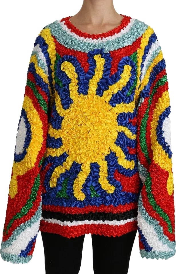 Dolce & Gabbana Multicolor Sun Ruffled Top Blouse Sweater