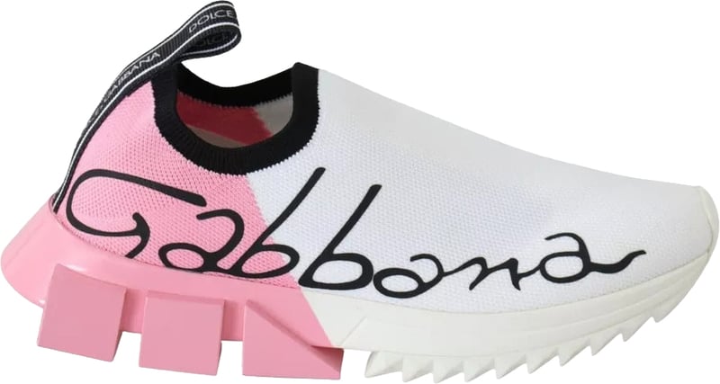 Dolce & Gabbana Pink White Logo Sorrento Sneakers Shoes