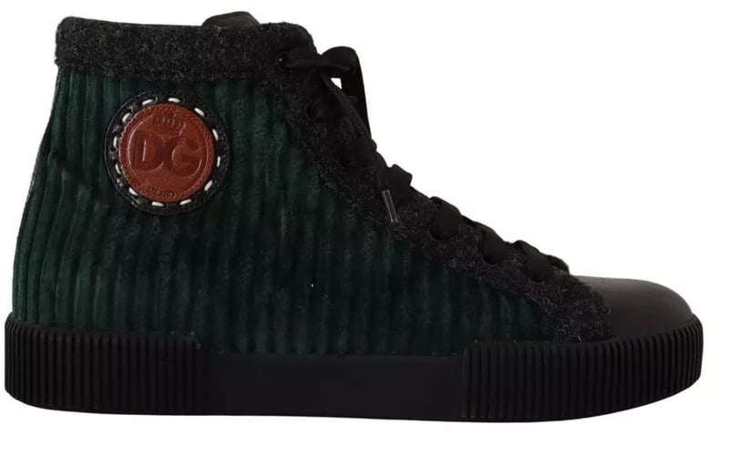 Dolce & Gabbana Green Corduroy High Tops Sneakers Mens Casual Shoes