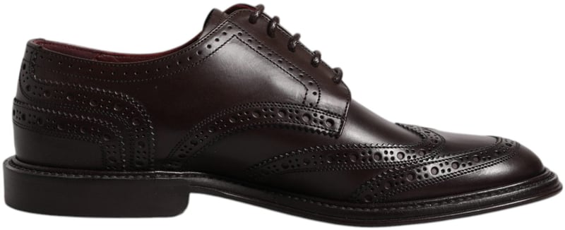 Dolce & Gabbana Brown Leather Derby Wingtip Lace Up Formal Dress Shoes