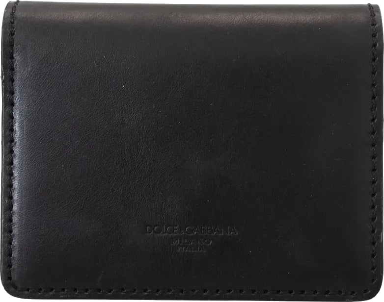 Dolce & Gabbana Black Leather Bifold Shoulder Sling Women Wallet