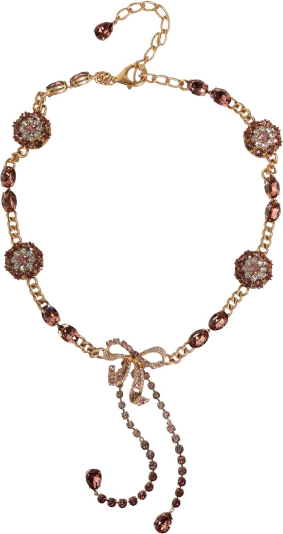 Dolce & Gabbana Gold Tone Brass Crystal Embellished Waist Chain Belt
