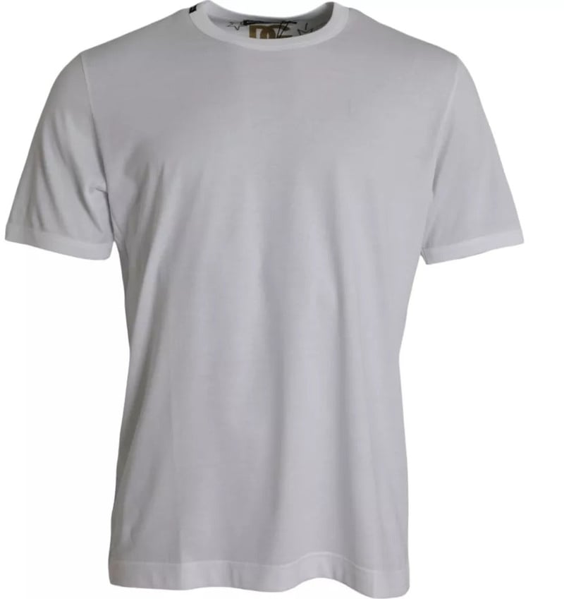 Dolce & Gabbana White Cotton Round Neck Short Sleeves T-shirt