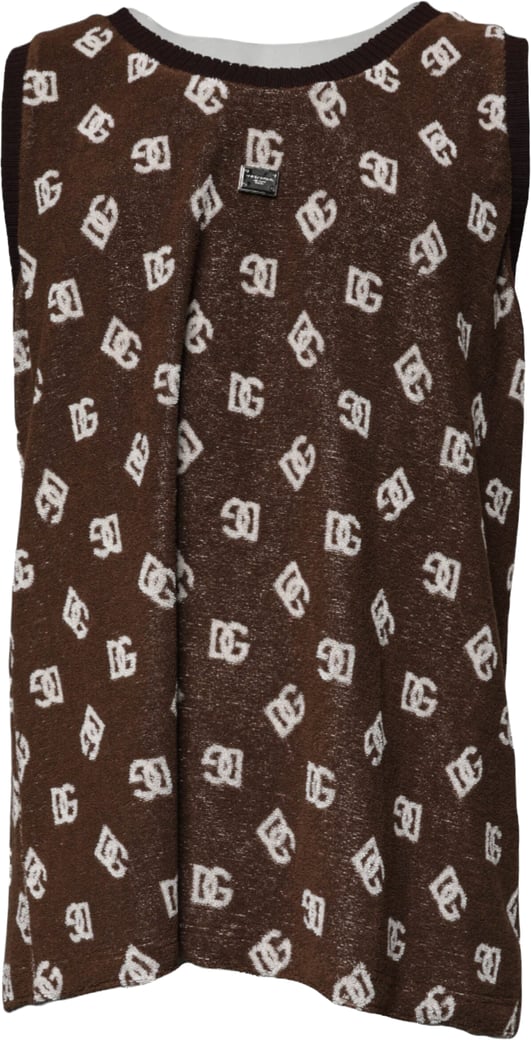 Dolce & Gabbana Brown Logo Monogram Cotton Crew Neck T-shirt