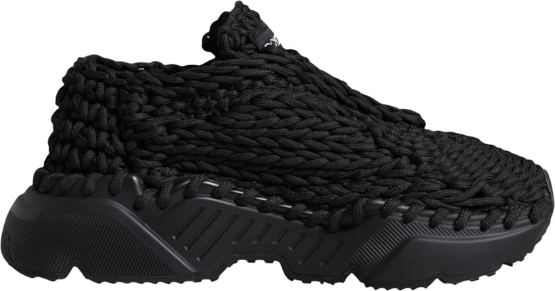 Dolce & Gabbana Black Knitted Daymaster Sneakers Shoes
