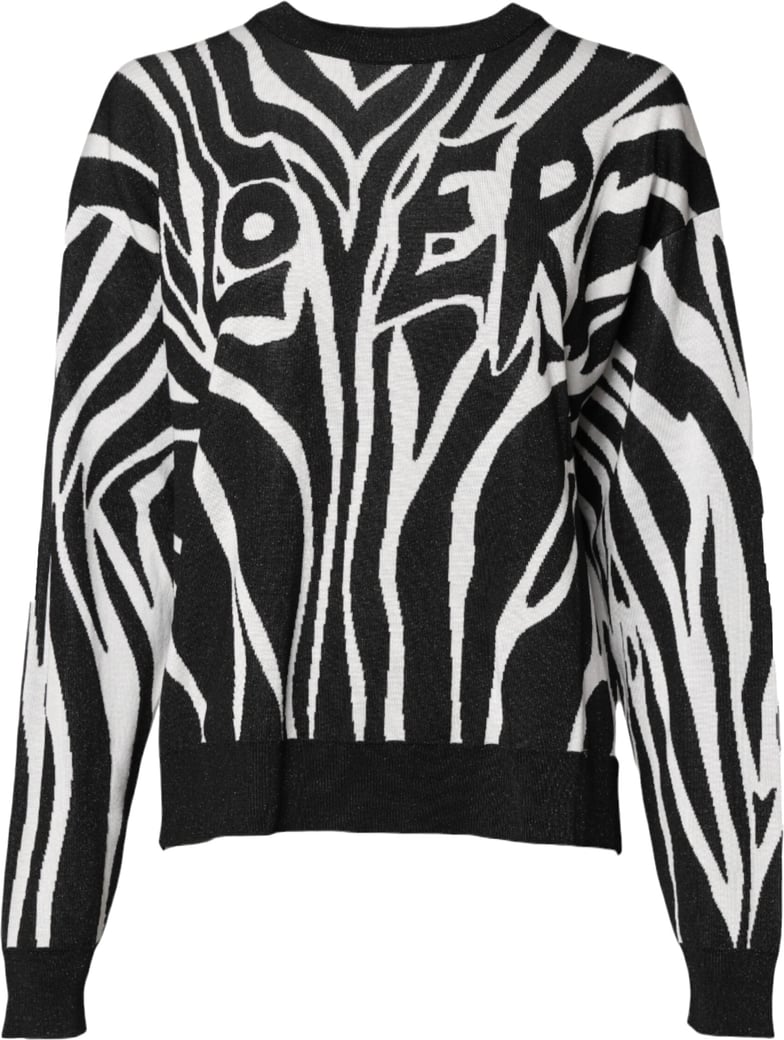 Dolce & Gabbana Black White Print Women Pullover Sweater