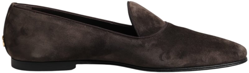 Dolce & Gabbana Brown Velvet Leather Slip On Loafers Shoes