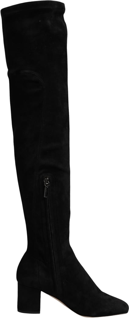 Dolce & Gabbana Black Suede Leather Knee High Boots Shoes