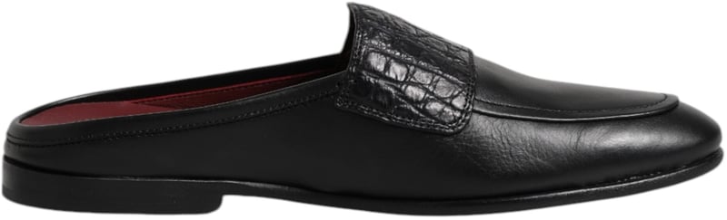 Dolce & Gabbana Black Calfskin Leather Slip On Loafers Shoes