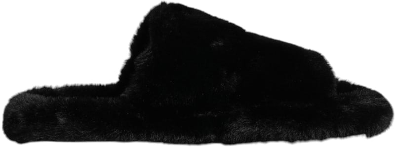 Dolce & Gabbana Black Polyester Velvet Slides Slipper Shoes