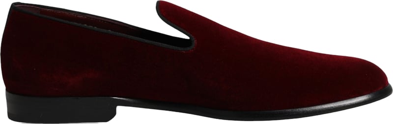 Dolce & Gabbana Red Cotton Velvet Slip On Loafers Formal Shoes