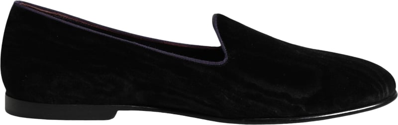 Dolce & Gabbana Black DG Crown Embroidery Loafers Slip On Shoes