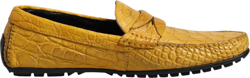 Dolce & Gabbana Yellow Exotic Leather Loafers Slip On Shoes