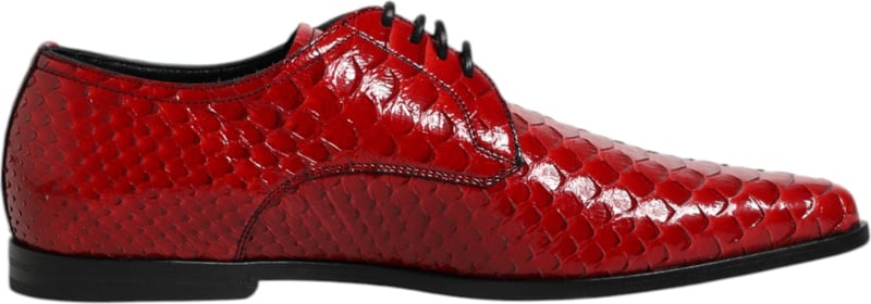 Dolce & Gabbana Red Exotic Leather Lace Up Dress Derby Shoes