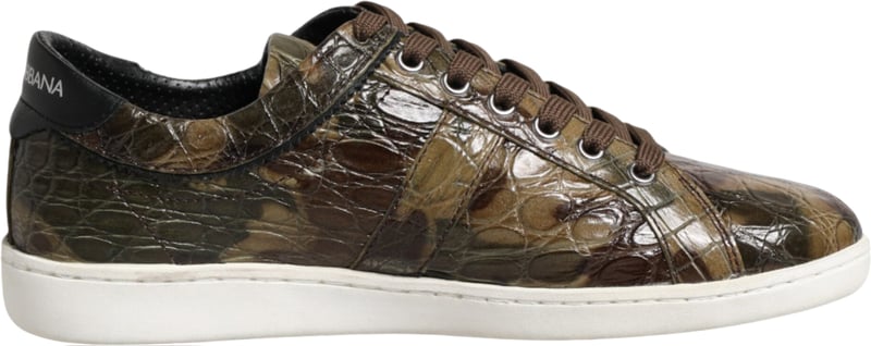 Dolce & Gabbana Brown Exotic Leather Low Top Sneakers Shoes