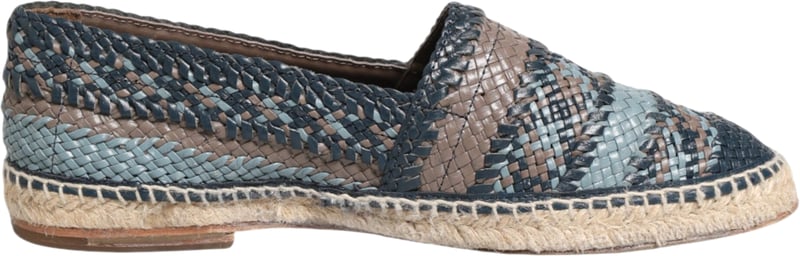 Dolce & Gabbana Blue Gray Woven Leather Buffalo Espadrille Shoes