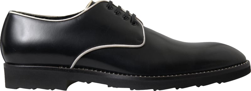 Dolce & Gabbana Black White Leather Formal Dress Shoes