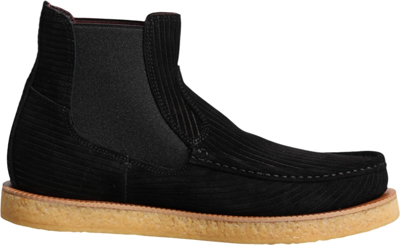 Dolce & Gabbana Black Calf Suede Slip On Ankle Boots Shoes