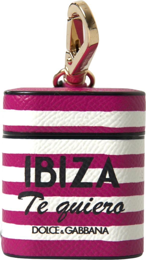 Dolce & Gabbana Fuchsia Dauphine Leather Logo Airpods Case