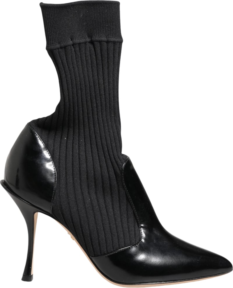 Dolce & Gabbana Black Stretch Stilettos Booties Socks Shoes