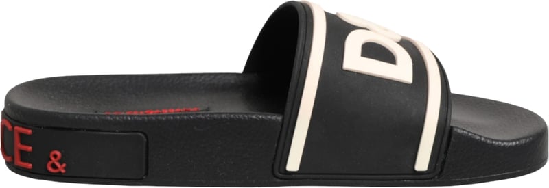 Dolce & Gabbana Black Rubber Slides Sandals Beachwear Shoes