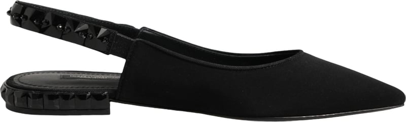 Dolce & Gabbana Black Crystal Charmeuse Slingback Shoes