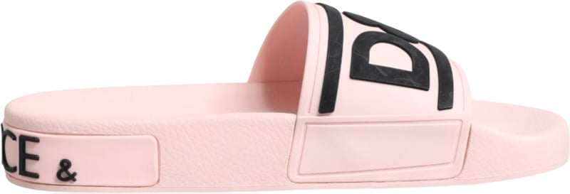 Dolce & Gabbana Pink Rubber Slides Sandals Beachwear Shoes