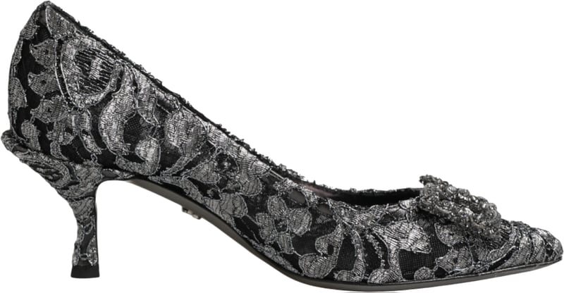 Dolce & Gabbana Silver Lace DG Amore Heels Pumps Shoes