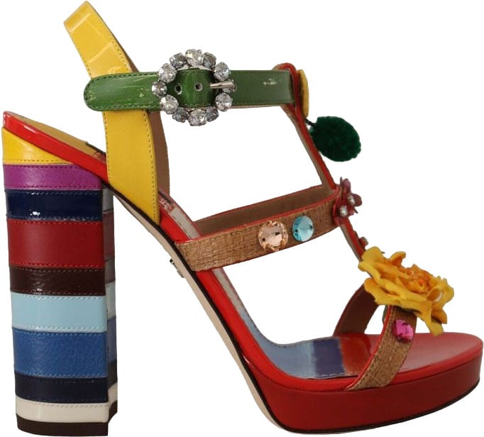 Dolce & Gabbana Multicolor Cotton Platform Sandals