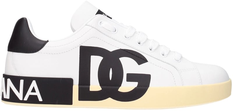 Dolce & Gabbana White Leather Low Top Sneakers