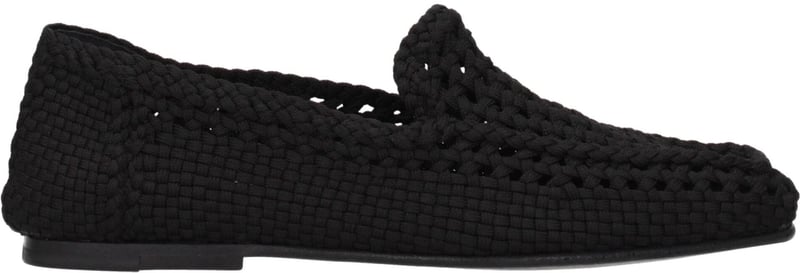 Dolce & Gabbana Black Fabric Slip-On Loafers