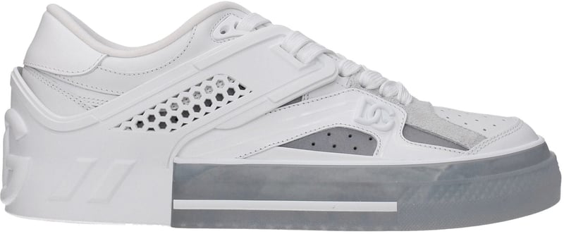 Dolce & Gabbana White Leather Low Top Sneakers