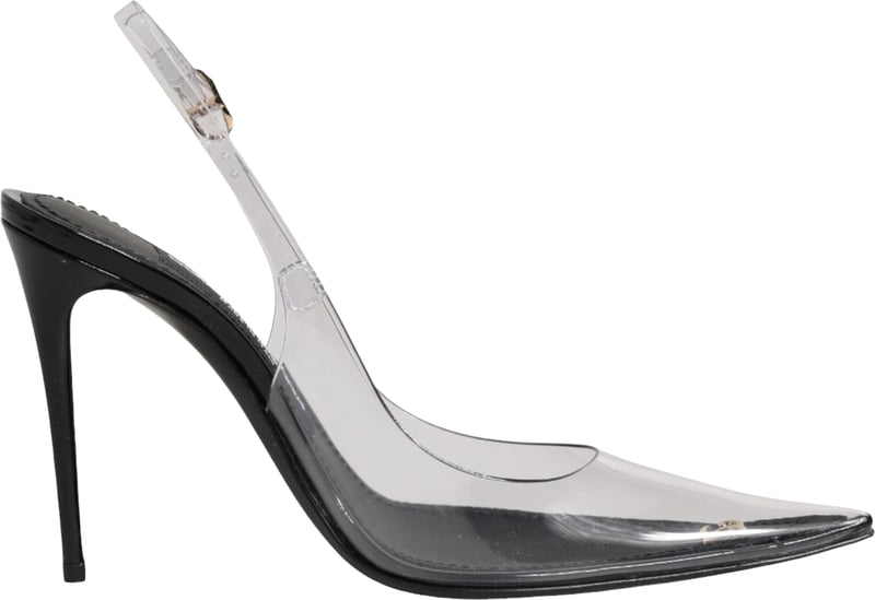 Dolce & Gabbana Black Leather Clear PVC Slingback Pumps Shoes