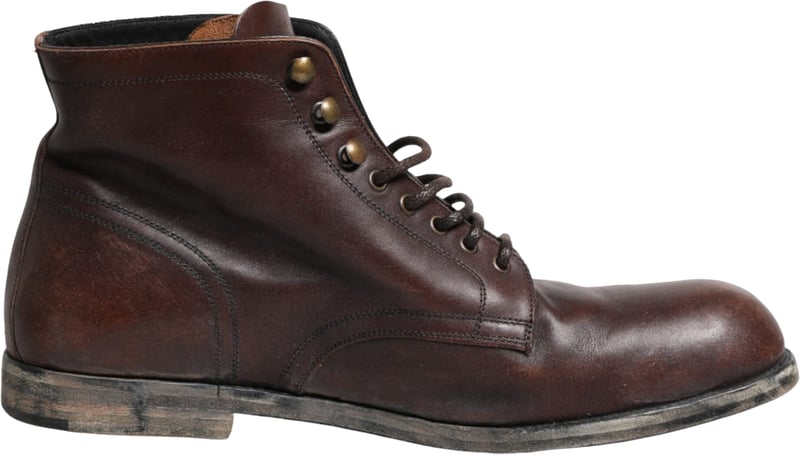 Dolce & Gabbana Brown Lace Up Short Ankle Boots Men Shoes