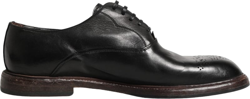 Dolce & Gabbana Black Calfskin Leather Oxford Dress Shoes