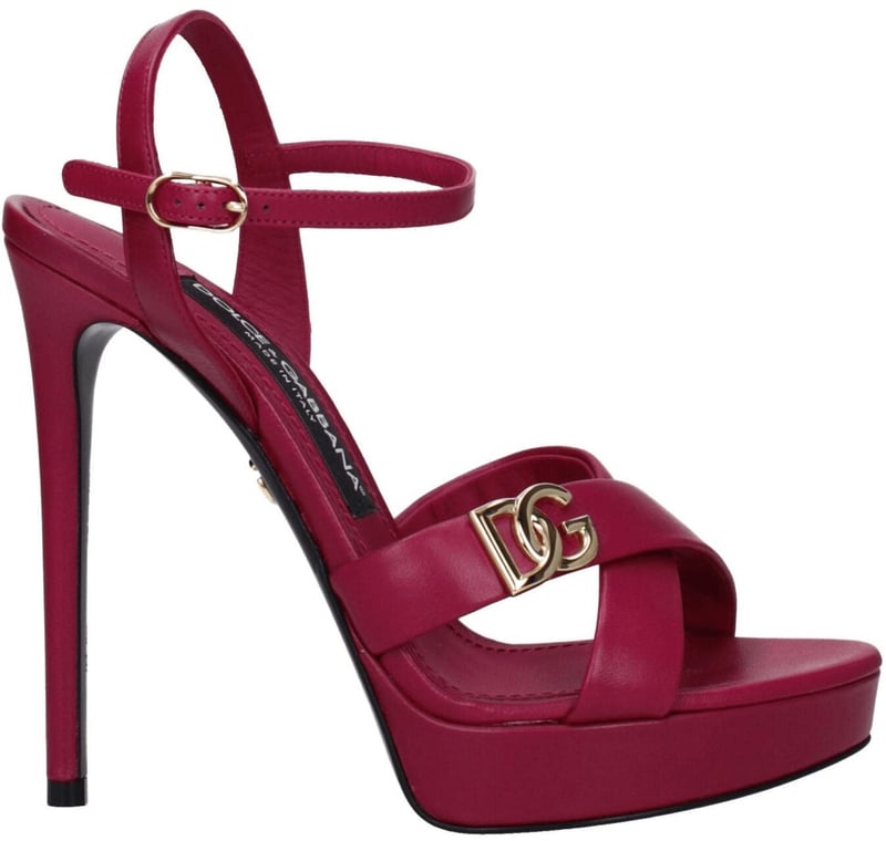 Dolce & Gabbana Pink Leather Platform Sandals