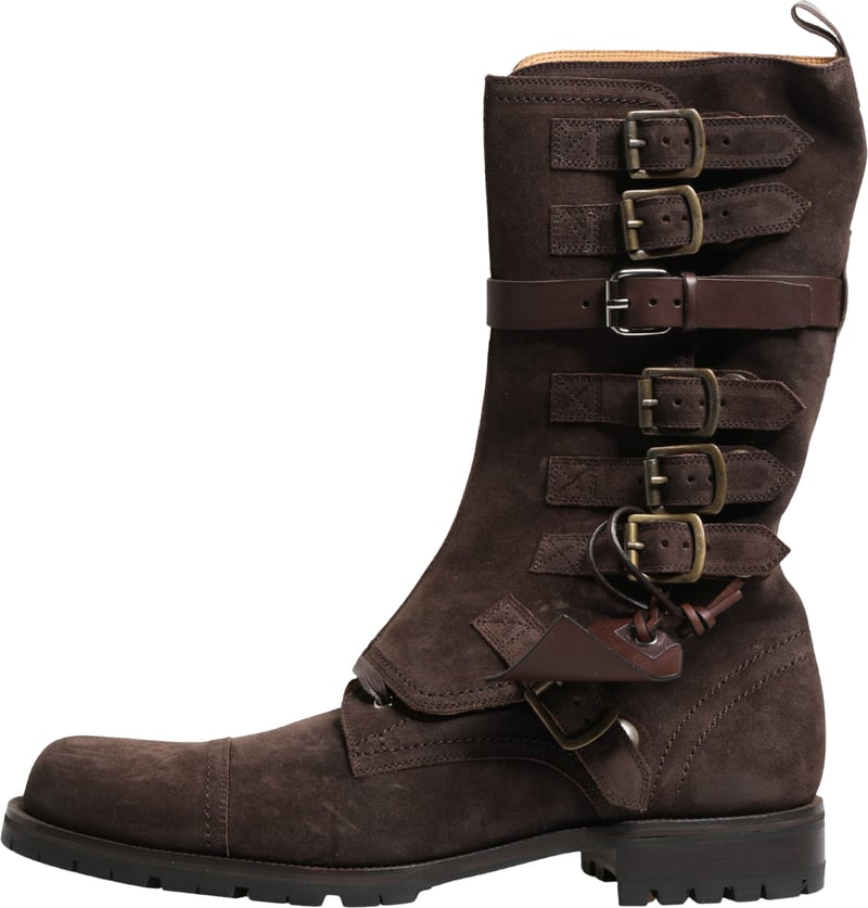 Dolce & Gabbana Brown Suede Leather Combat Ankle Boots Shoes