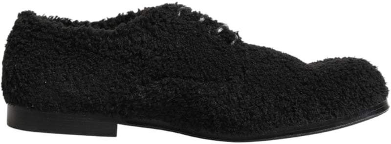 Dolce & Gabbana Men Black Riccio Shearling Dress Derby Shoes