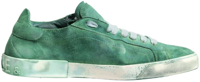 Dolce & Gabbana Green Suade DG Logo Sole Low Top Sneakers Shoes