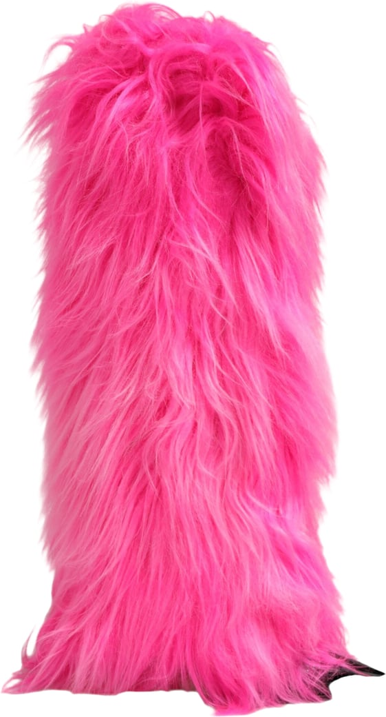Dolce & Gabbana Pink Faux Fur Leather High Heels Boots Shoes