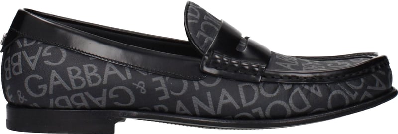Dolce & Gabbana Black Fabric Slip-On Loafers