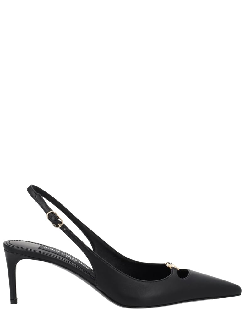 Lollo Pointed Toe Buckle Slingback Pumps